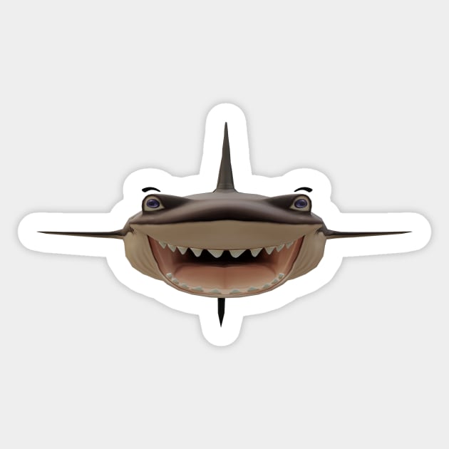 Three dimensional smiling shark Sticker by Andyt